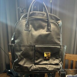 India Hicks Black Backpack with Gold Accent